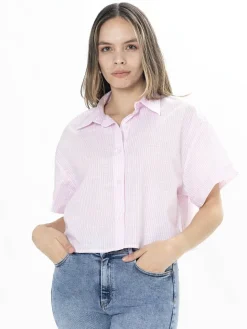 Blusa Manga Corta Cropped