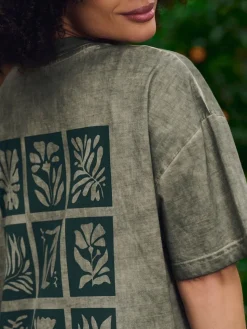 Camiseta Oversized Garment Dyed Estampada