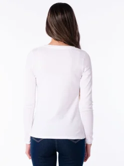 Camiseta Rib Escote Cruz Manga Larga