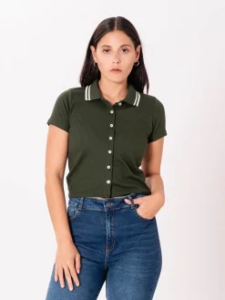 Polo Crop Botones