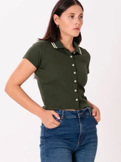 Polo Crop Botones